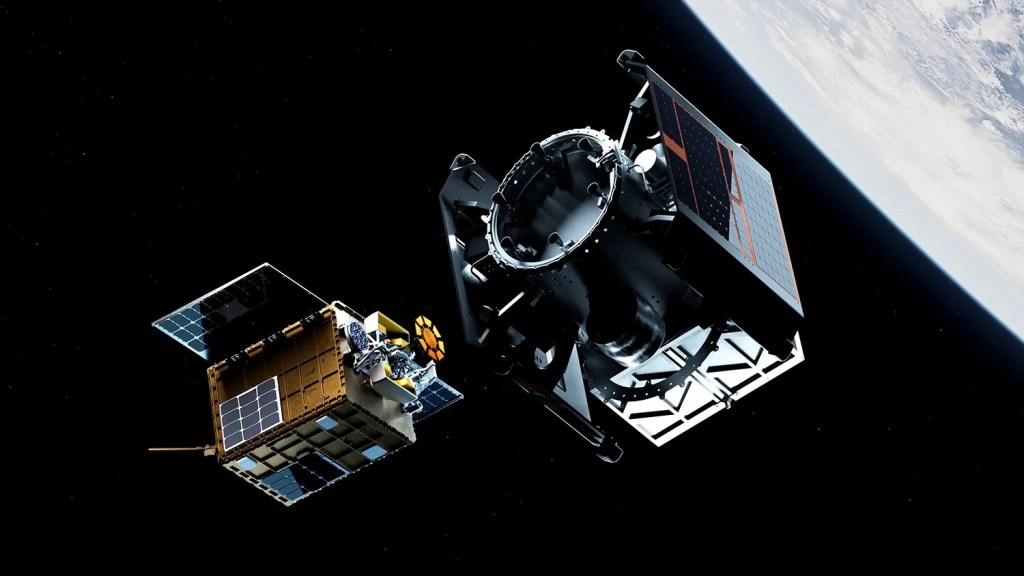 Rendering of Starfish Space Otter satellite servicer launch